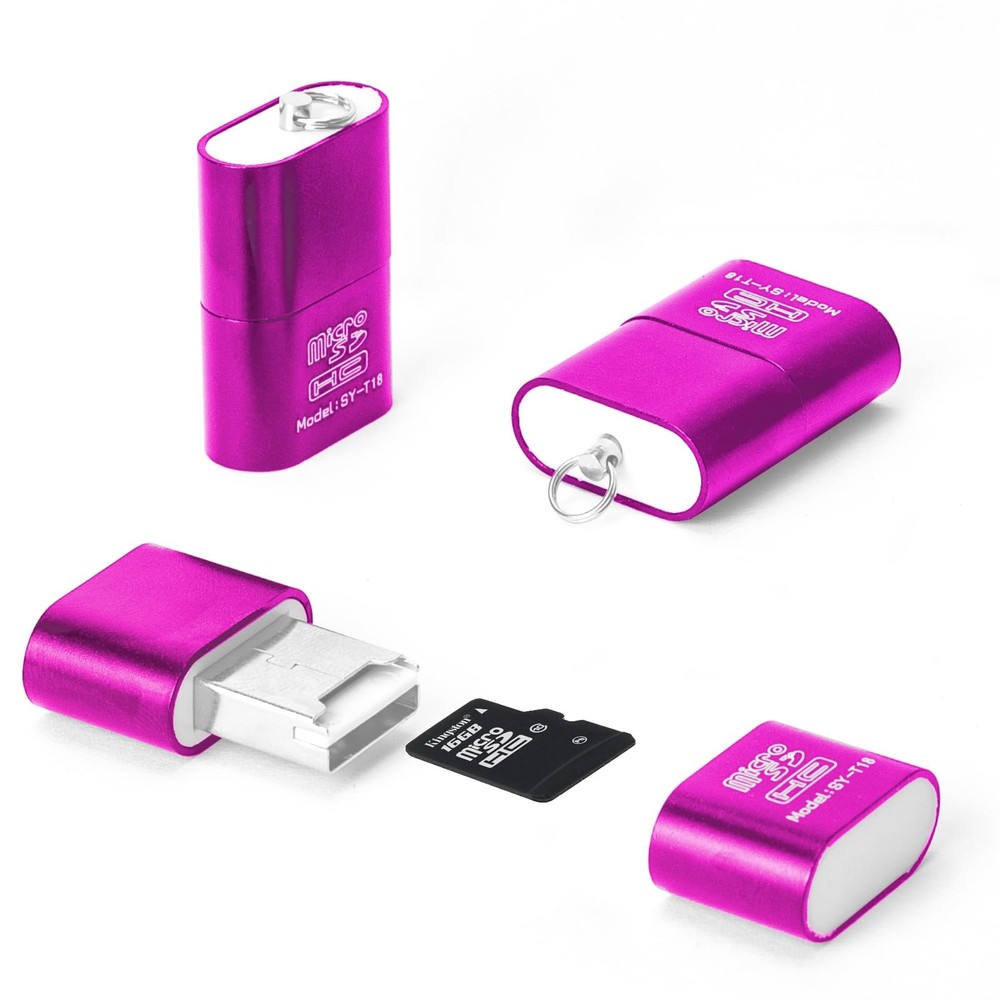 [3 Pack] Micro SD Card Reader for Android,Micro to 3 IN 1, Rose Red