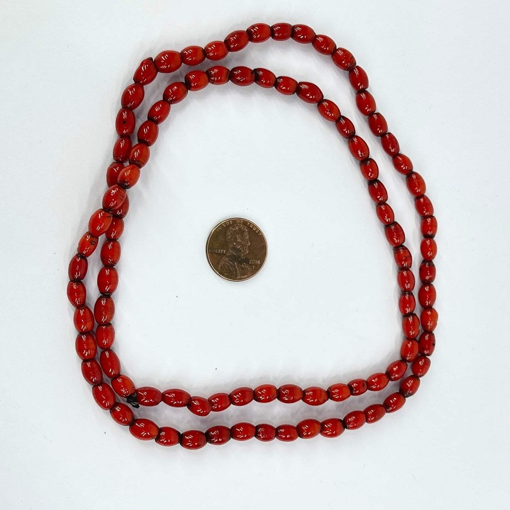 Bohemian Tiny Oval Red Trade Beads