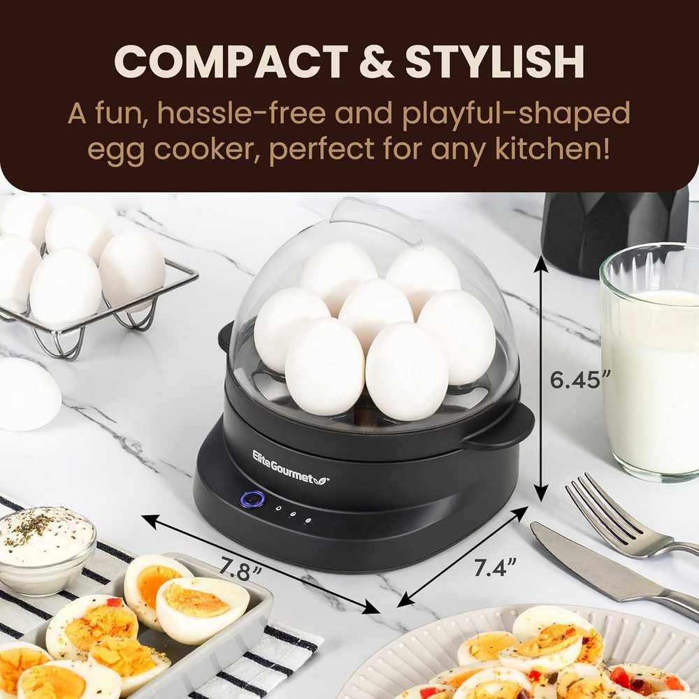Voice Alerts Easy Egg Cooker 7-Egg Capacity Soft Medium Plastic