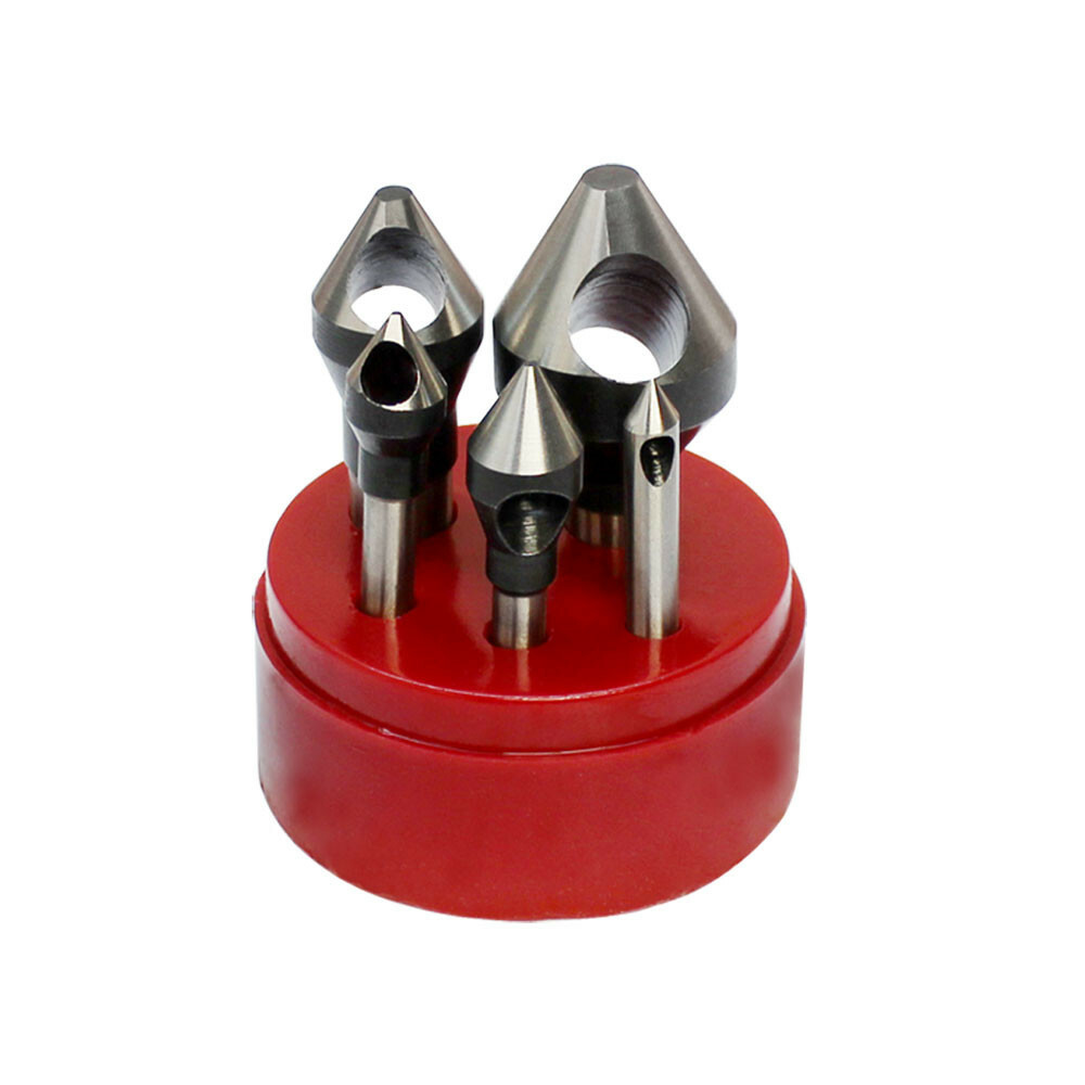 5 PC HSS Countersinks & Deburring Tool Set 60 Degree Straight Shank 1/16-9/16