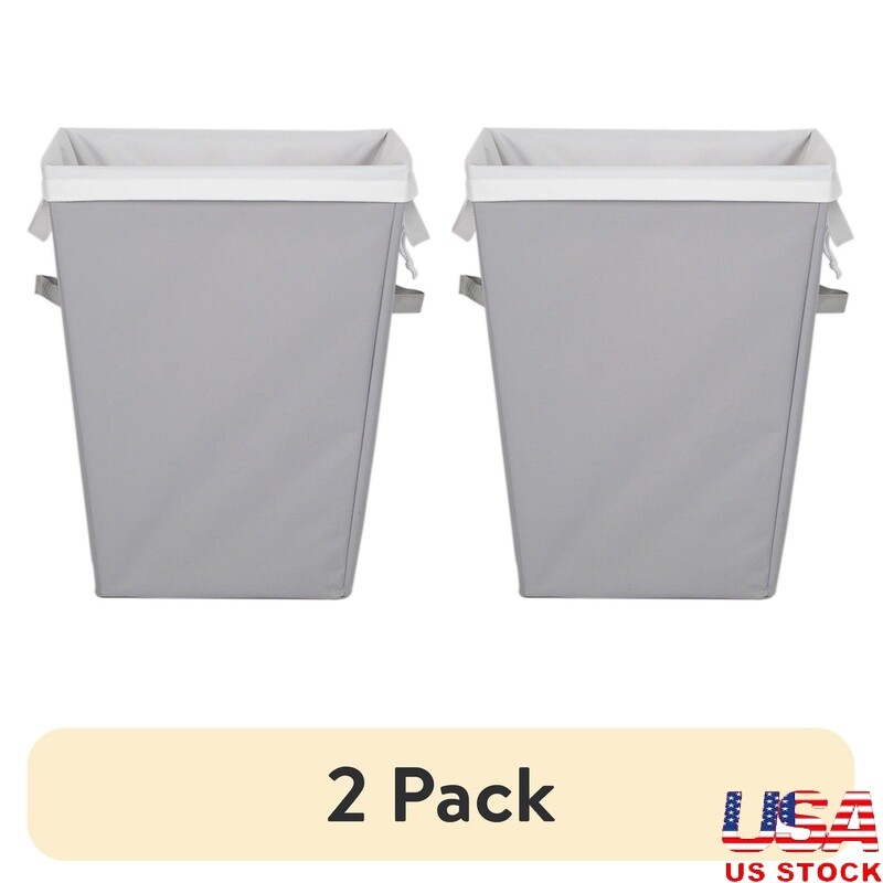 2 Pack Rectangular Laundry Hamper W/ Removable Liner Handles Durable Polyester