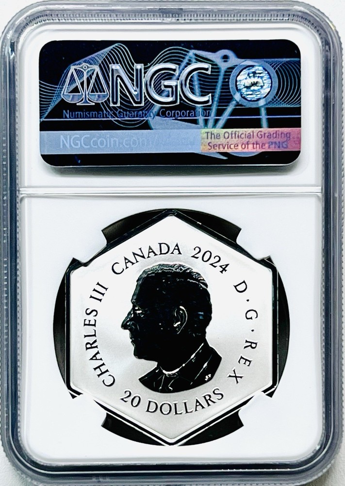 2024 CANADA SILVER SNOWFLAKE LIGHT BLUE CRYSTAL NGC REVERSE PF70 FIRST RELEASES