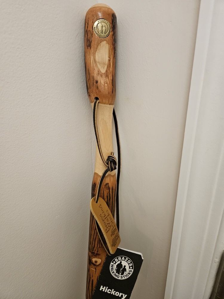 Rustic Wood Walking Stick, Twisted Hickory, Traditional Handle, 48"