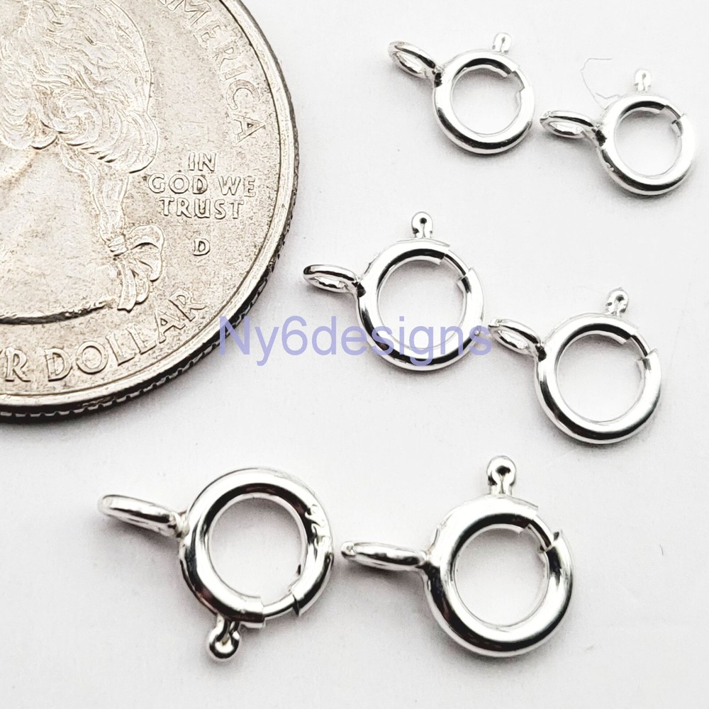 Sterling Silver Spring Ring Clasp 5mm/6mm/7mm Open & Closed Ring Finding (5pcs)