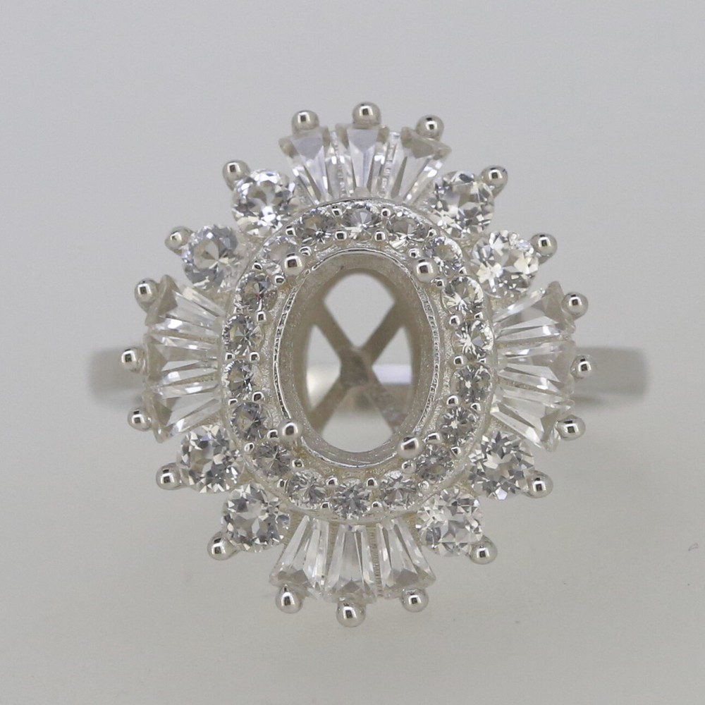 Sterling Silver Semi Mount Ring Setting Oval OV 8x6mm Engagement