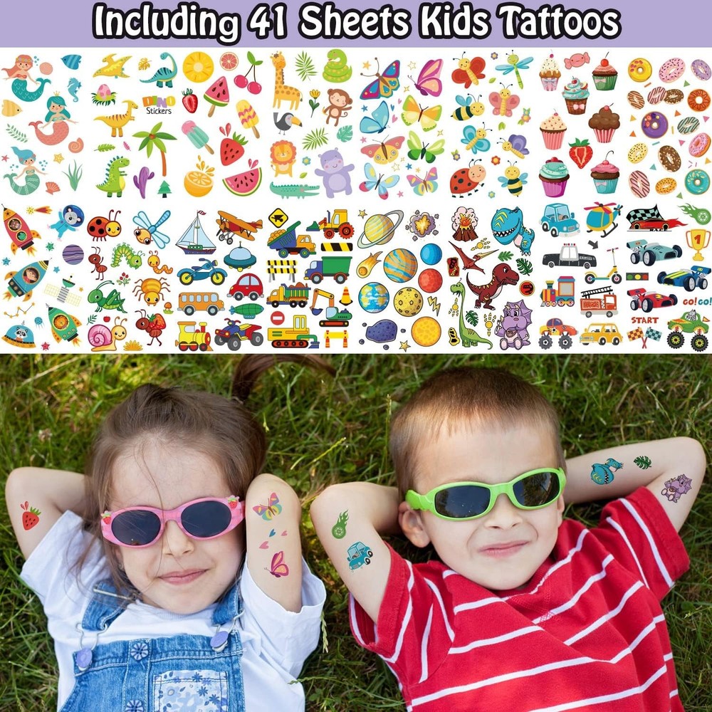 Leesgel 66 Sheets Full & Half Arm Temporary Tattoos Mixed size, Kids A