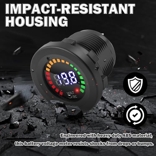 Volt Meter 12 Volt with LED Digital Display Panel,12V DC Battery Voltage Black