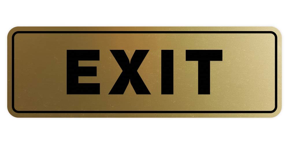 2 PCS Standard Exit Wall Or Door Sign Plastic Medium Brushed Gold