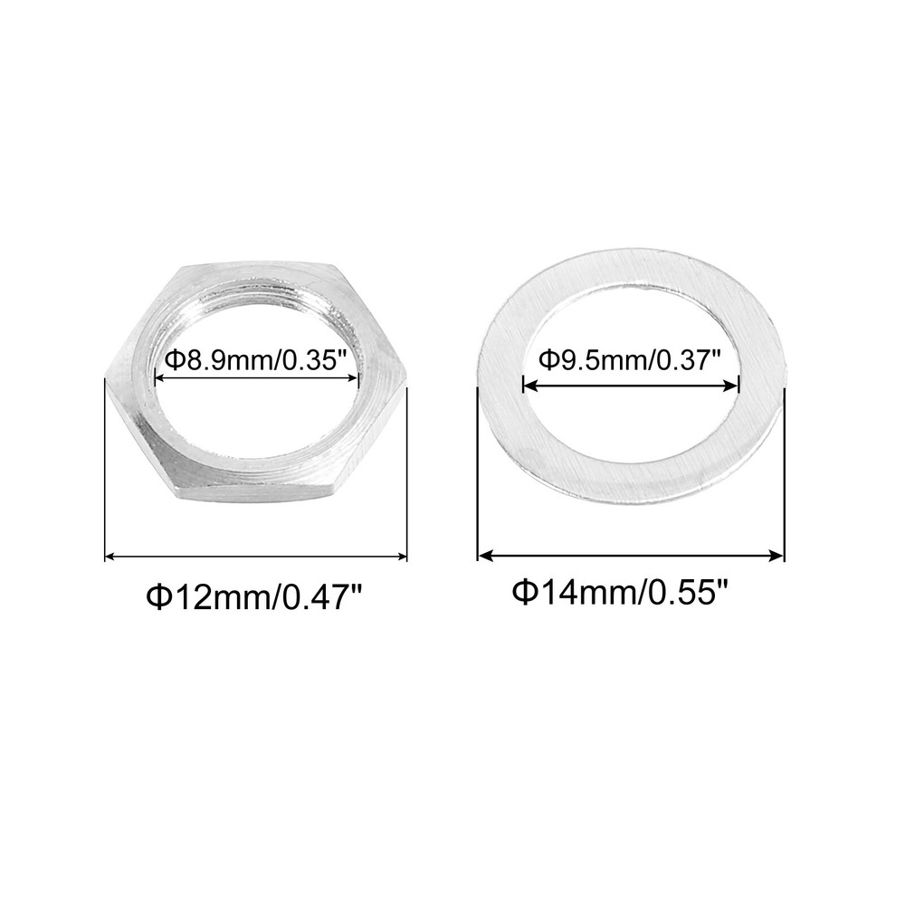 5 Set Guitar Nuts and Washers 3/8" Guitar Input Output Jack Socket Silver