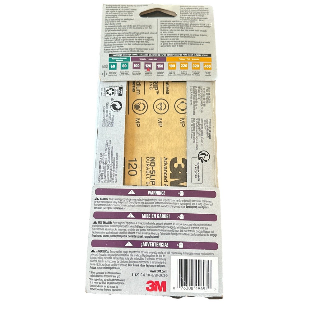 3M Sandblaster Advanced Sanding Sheets No-Slip Grip 6 sheets 120 Medium