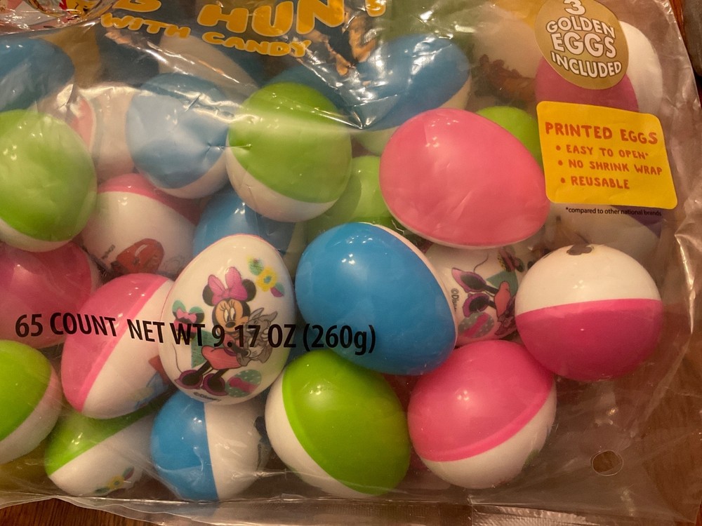 Disney Egg Hunt with Candy Sealed 65 Eggs Multicolored Includes 3 Golden Eggs