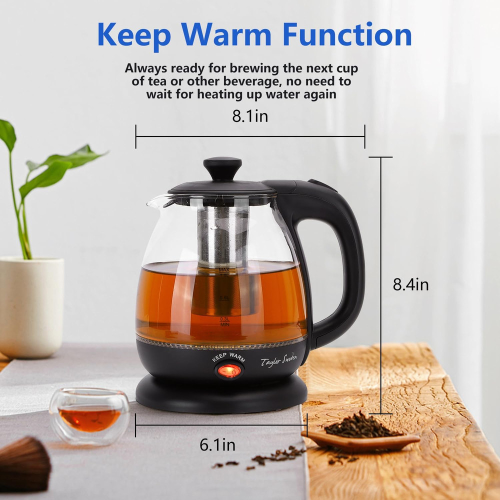 Electric Kettle with Tea Infuser, 1L Small Electric Tea Kettle with Keep Warm...