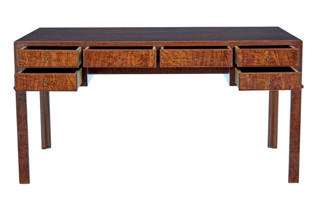 DANISH MID 20TH CENTURY BURR WALNUT DESK