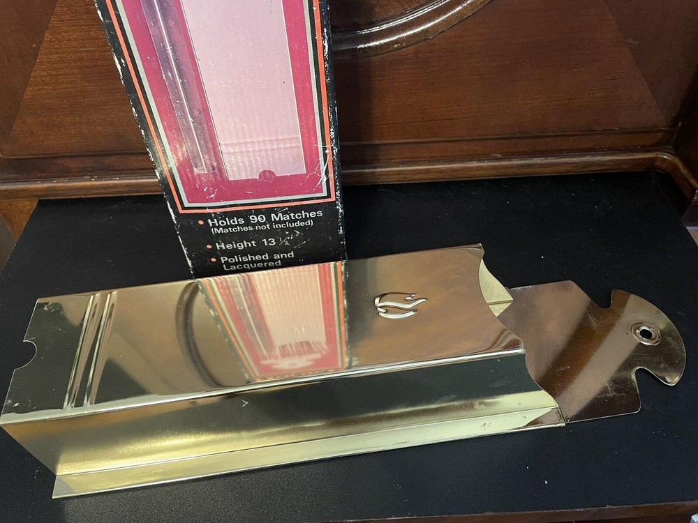 Vintage Solid Brass Polished Match Holder Made In Taiwan with Original Box