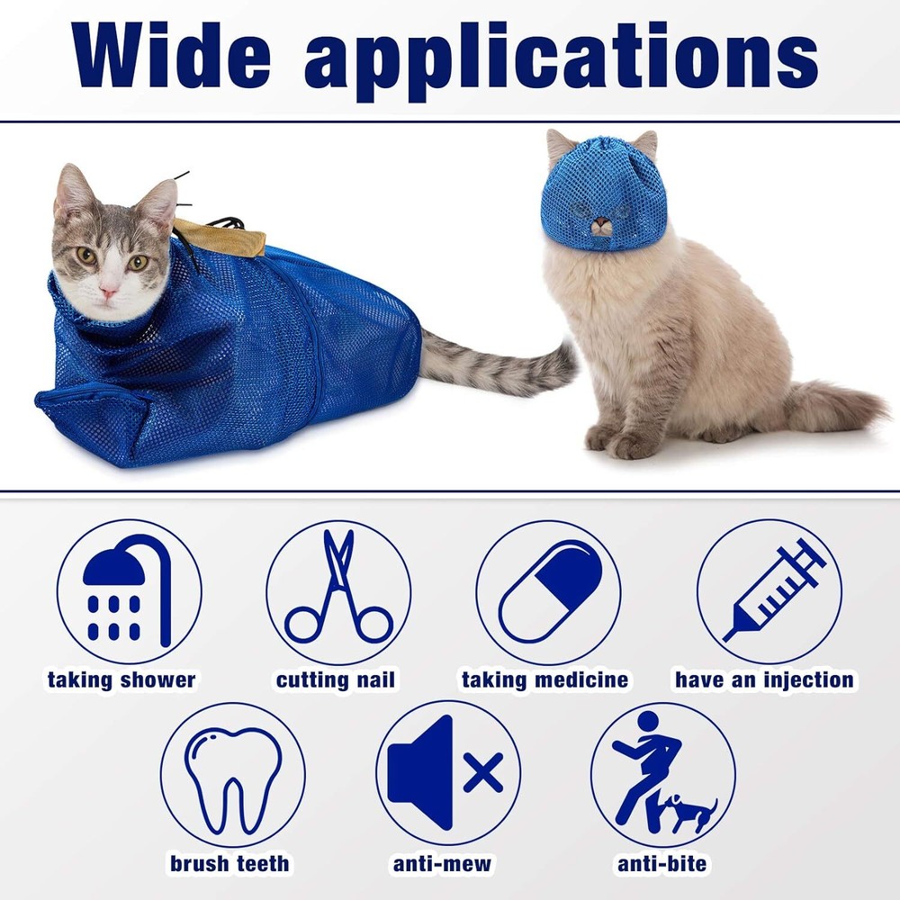 Cat Muzzle And Bathing Bag Set For Easy Grooming And Safety Large Size