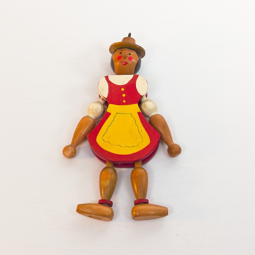 Vintage Wooden Puppet String Jumping Jack Pull Toy
