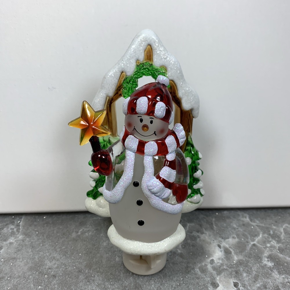 Snowman Nightlight Christmas Plug in Light Plastic 6"