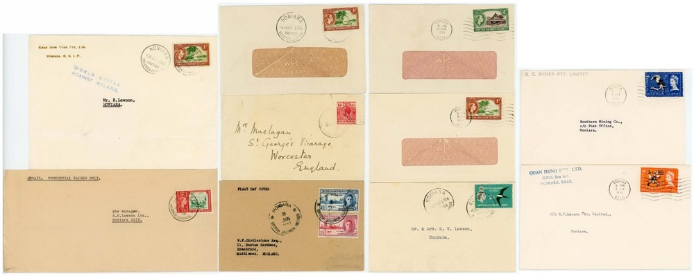 BRITISH SOLOMON ISLANDS 10 COVERS 1930-66