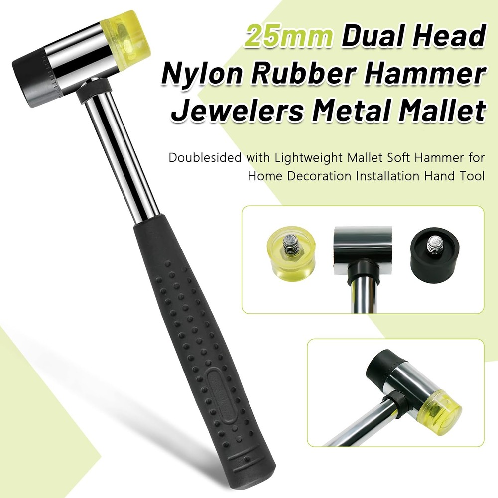 16 Oz Rubber Mallet Hammer Multipurpose Double Sided Lightweight Soft Tool