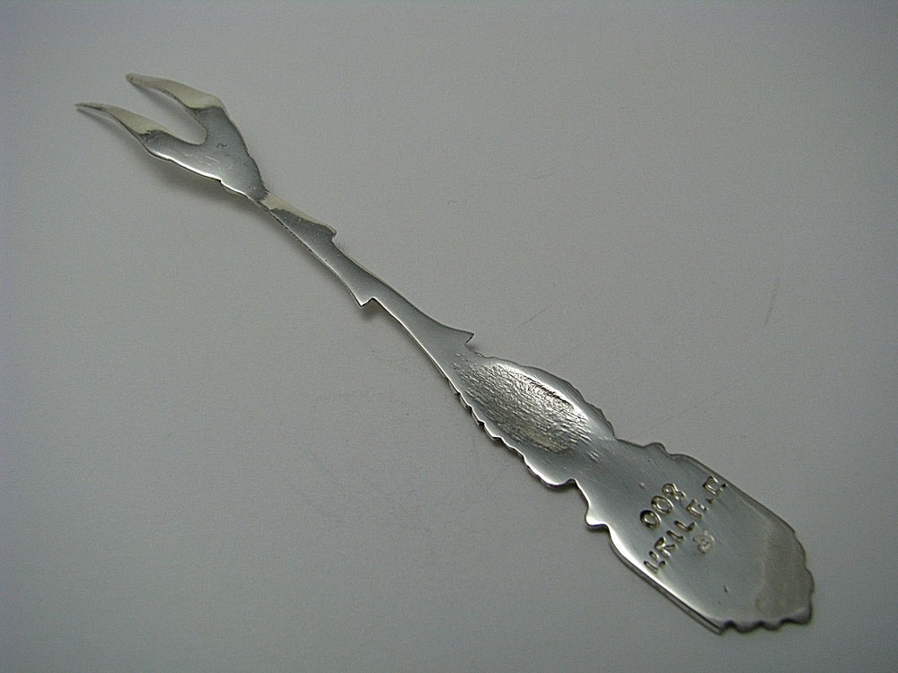 HAZORFIM SILVER FORK OLIVE PICK LEMON FORK 800 Silver Middle East Israel ca1960s