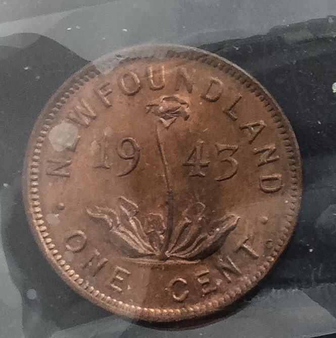 Canada 1943 C Newfoundland Small Cent George VI  MS63 RED