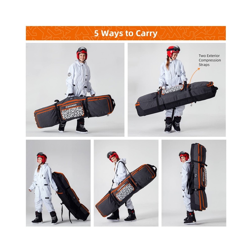 XCMAN Roller Snowboard Bag with Wheels,Adjustable Length,Extra Long/Wide/Deep...