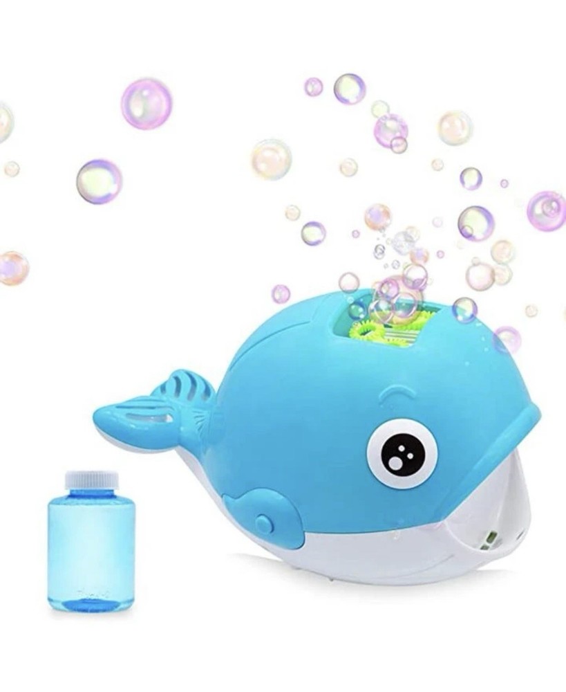 Whale Bubble Blower Blue Push Start Automatic Maker Bubble Solution Included NEW