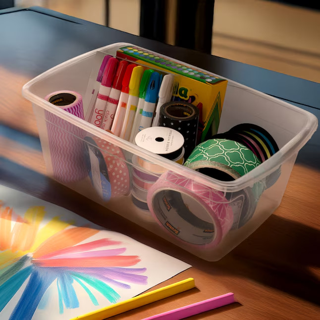 Project Source Small 1.5 -Gallons Clear Stackable Tote with Standard Snap Lid