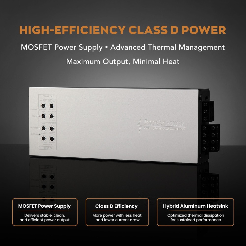 Precision Power PHT4.2000 4-Channel Class D Car Amplifier Full Range, 2000W RMS