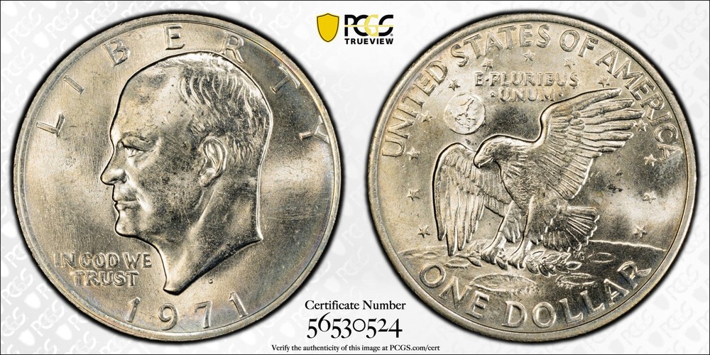 1971 D Dollar Eisenhower Clad Dollar PCGS MS-67
