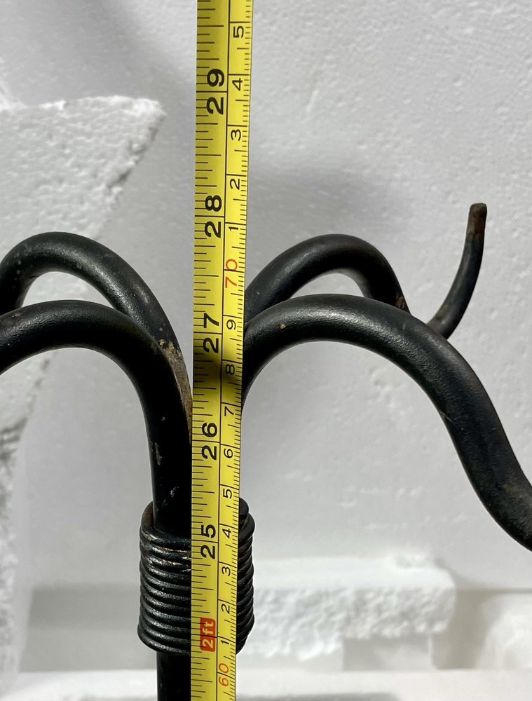 Vintage Hand Forged Fireplace Tool Set (Stand & 4 Tools)