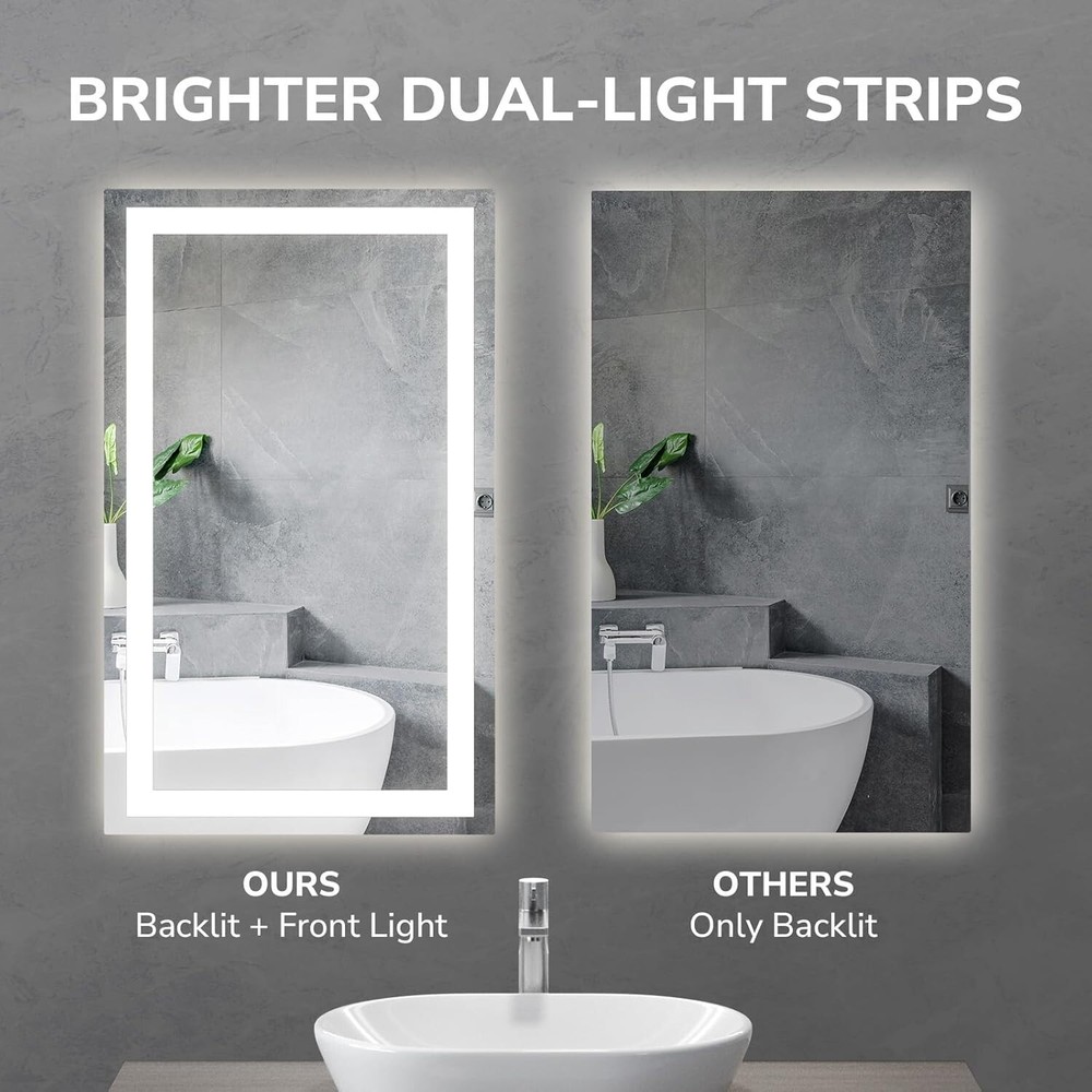 USHOWER 24x36'' LED Bathroom Mirror Touch LED Lighted Vanity Mirror Dimmable US