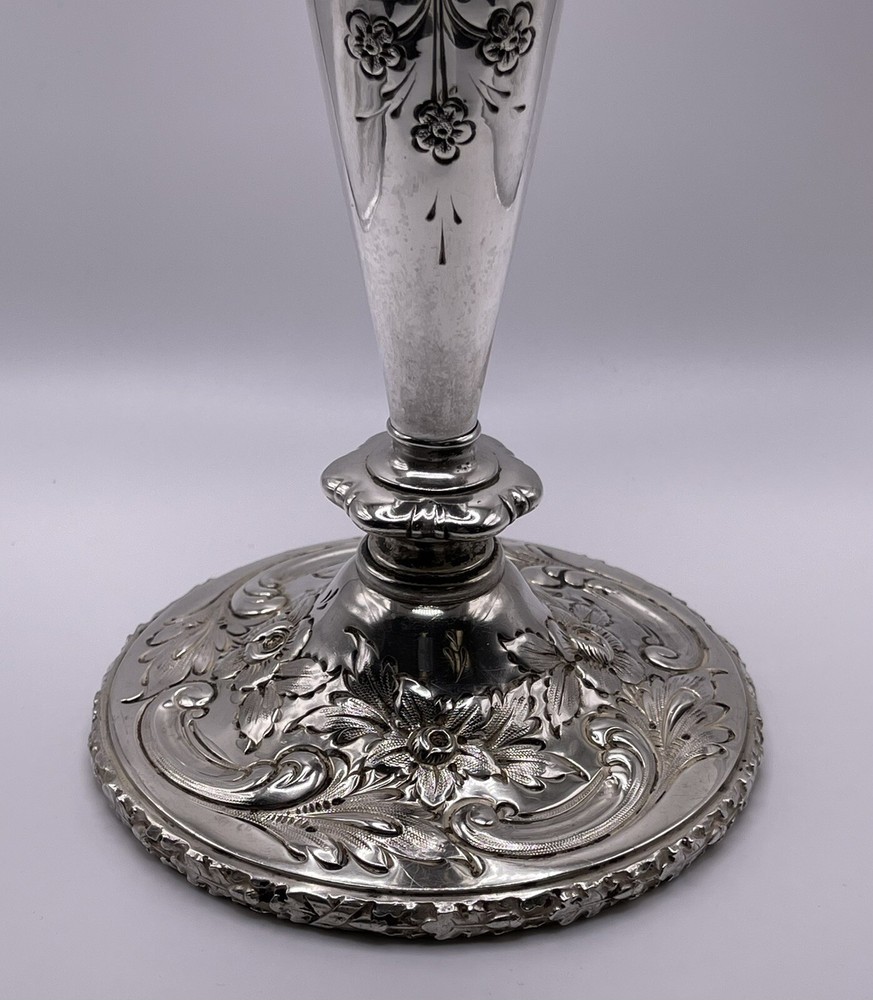 Reed & Barton Sterling Silver Repousse Tall Candlestick c.1890s