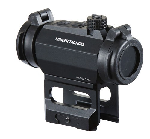 Lancer Tactical Airsoft 2 MOA Red Dot Sight with Riser Mount Black