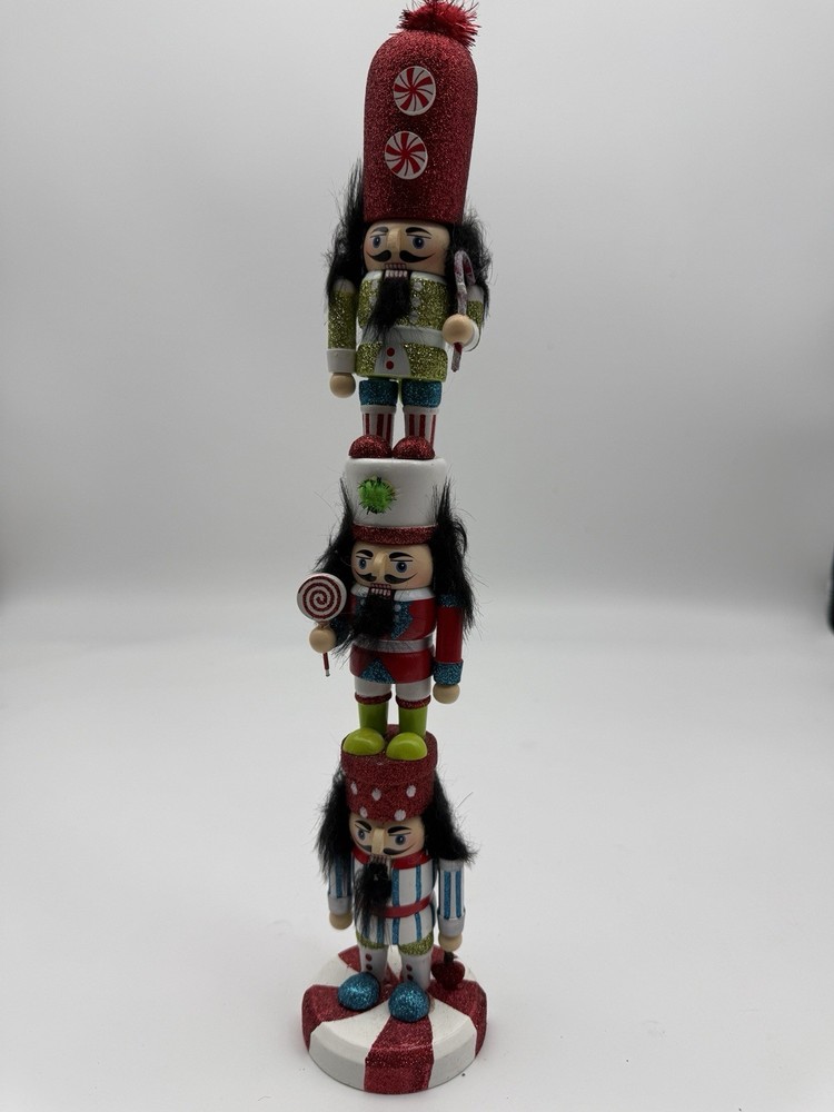 15" Triple Stacked Nutcracker Soldier Totem
