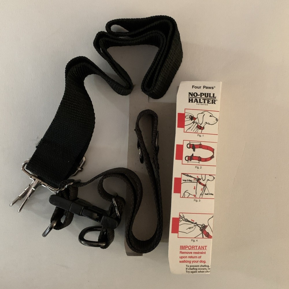 Four Paws No-Pull Dog Halter Medium Black Adjustable Fits Necks 12-17” New