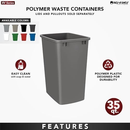 Rev-A-Shelf 2-Pack 35 Quart Polymer Replacement Trash Bin, Recycle Waste Garbage