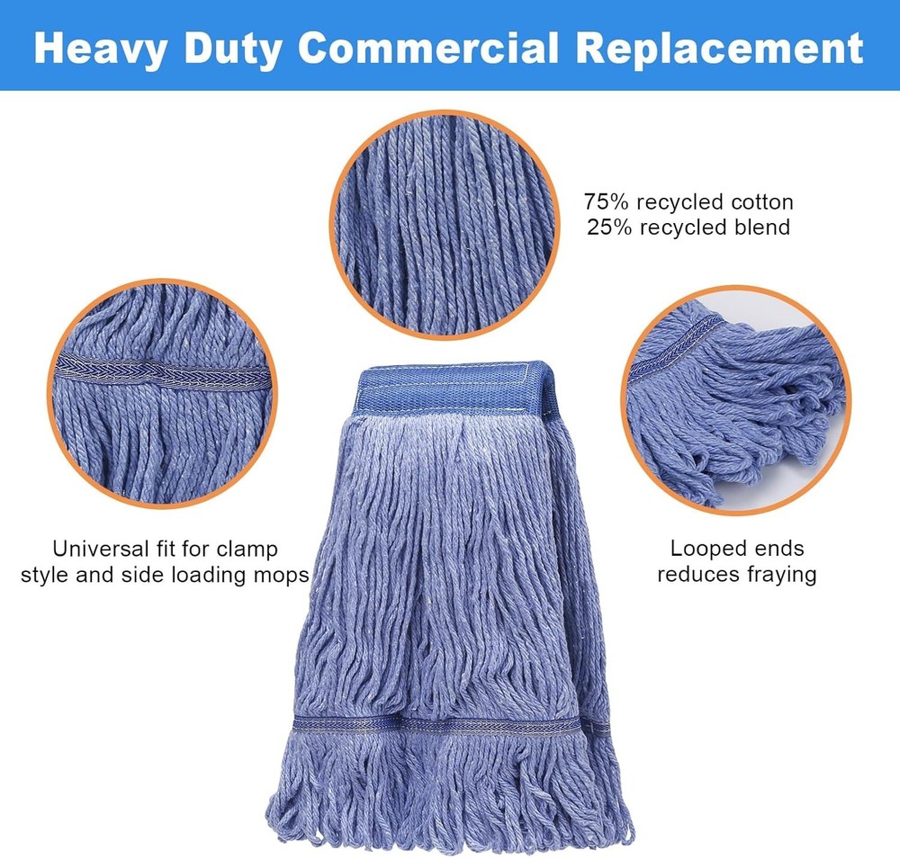 3 Pack Commercial Replace Mop Head, Reusable Mop Head Refills-Replacement Mop