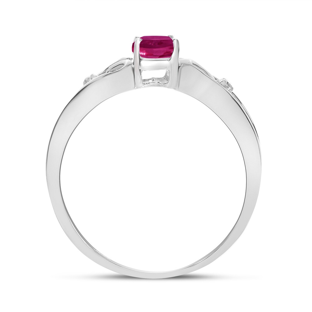 10k White Gold Oval Ruby And Diamond Ring