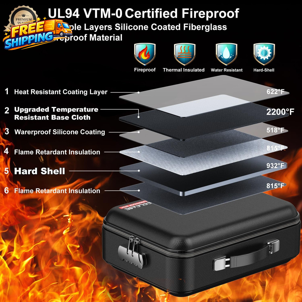 Fireproof Document Box with Lock Hard Fireproof Waterproof Box Creative Hard