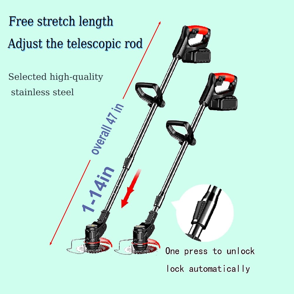 24V 2Ah Battery Powered Weed EaterString Trimmer with 2 Batteries