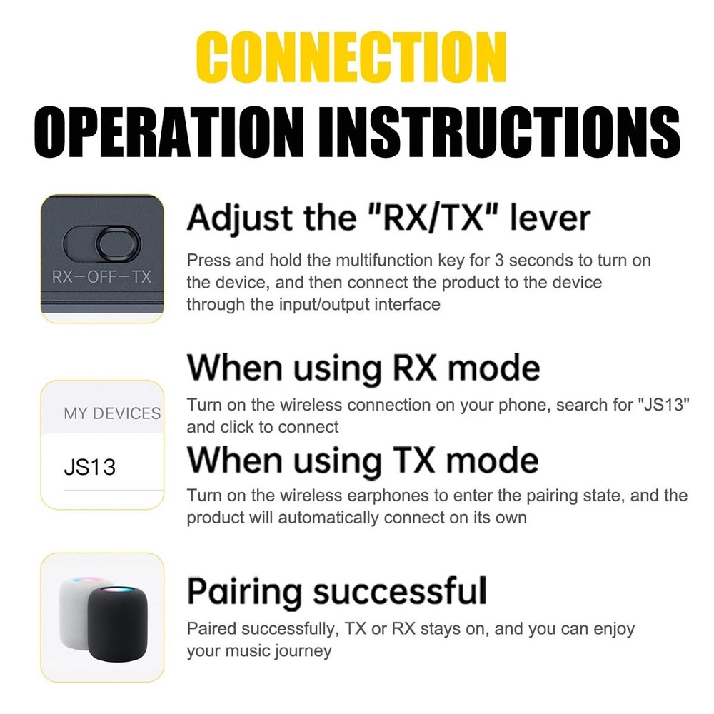 Bluetooth 5.4 Audio Transmitter Receiver for Stereo System Hands-Free Calling