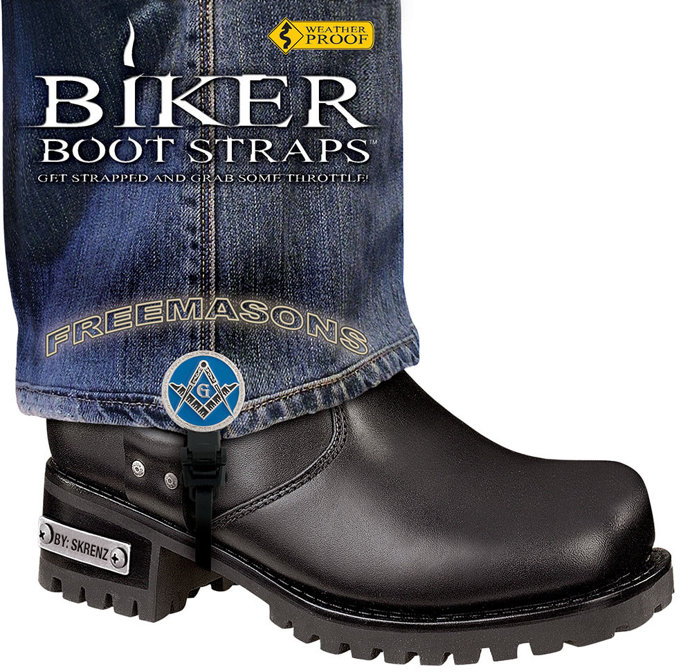 6" Freemasons Biker Boot Straps