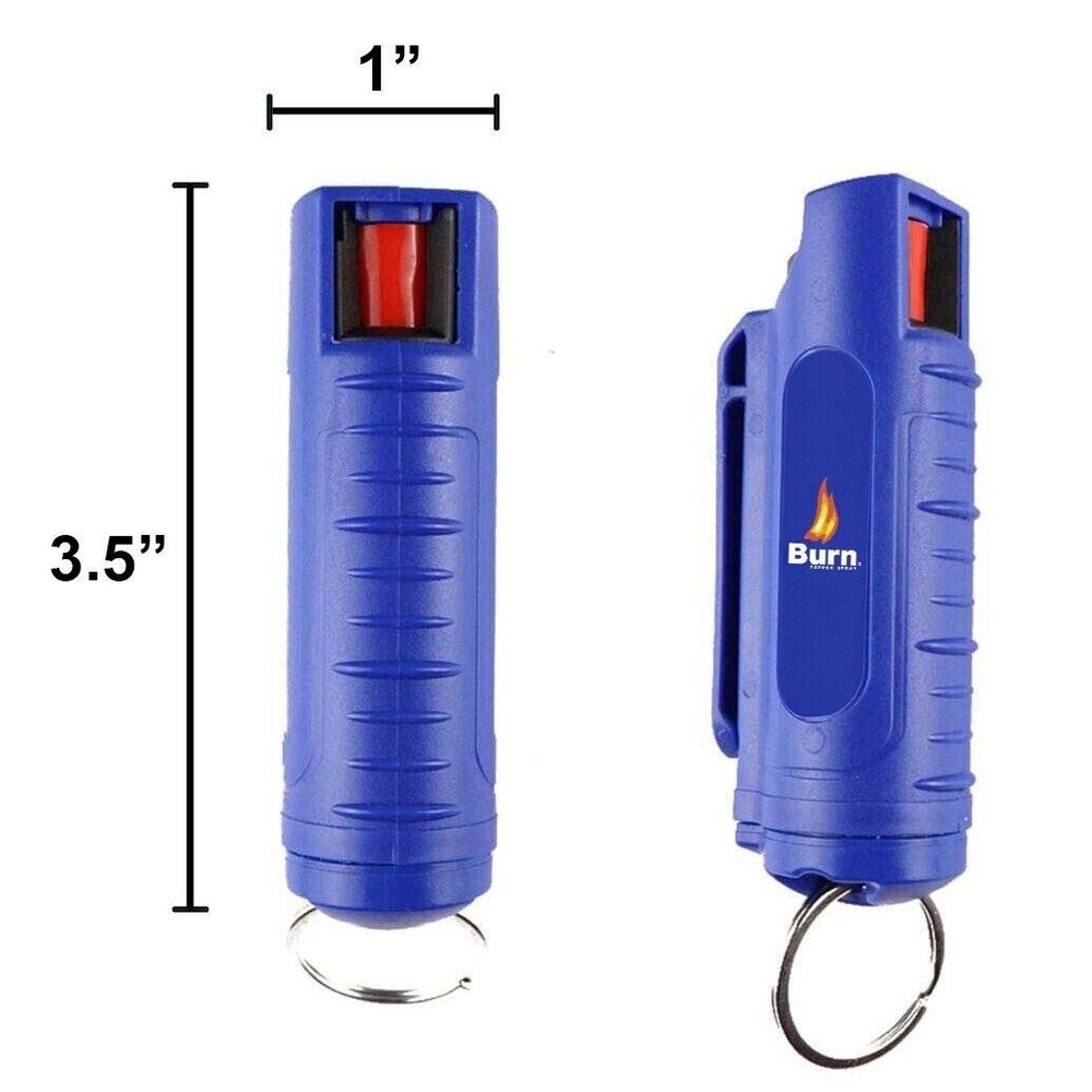 2 PACK BURN Pepper Spray 1/2oz Self Defense Keychain Security Case Black + Blue