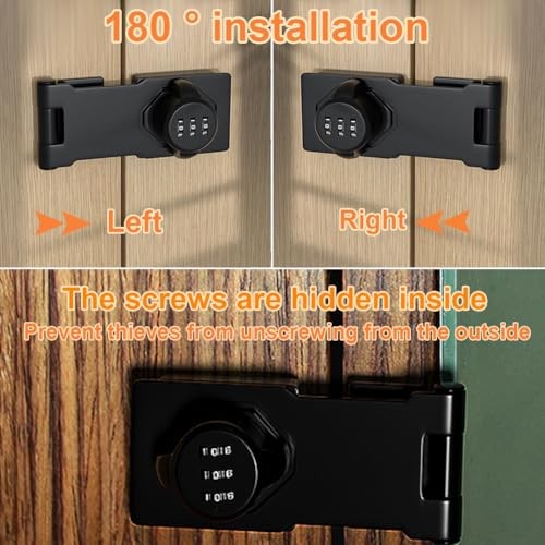 Closet Locks for Double Doors - Keyless Cabinet Lock with Code - 3 Black 1 Pack
