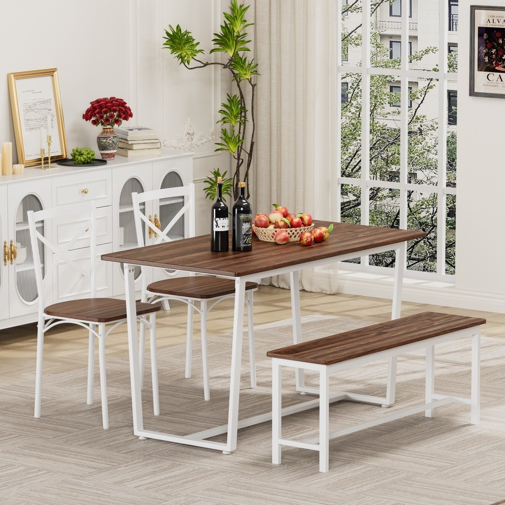 Industrial 4-Pc Table Chair Set Solid Backrest Durable Style