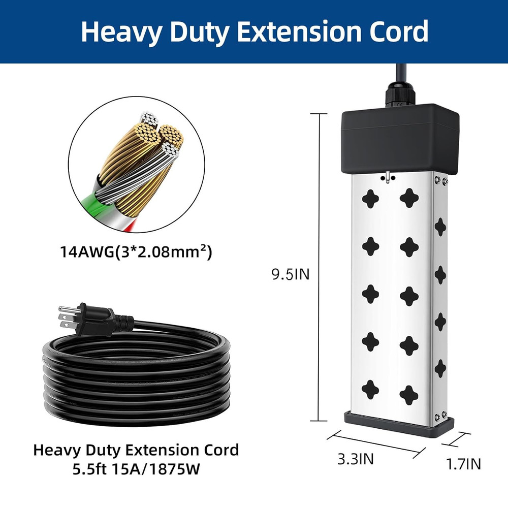 Immersion Water Heater 1800W 120V with Digital Thermostat Control, Dry Burn Prot