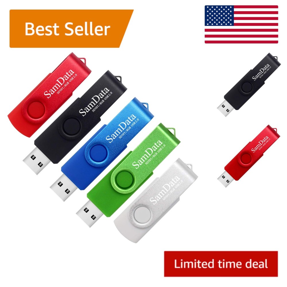 Compact 5-Pack 8GB USB Flash Drives for Safe Data Storage - Multicolored