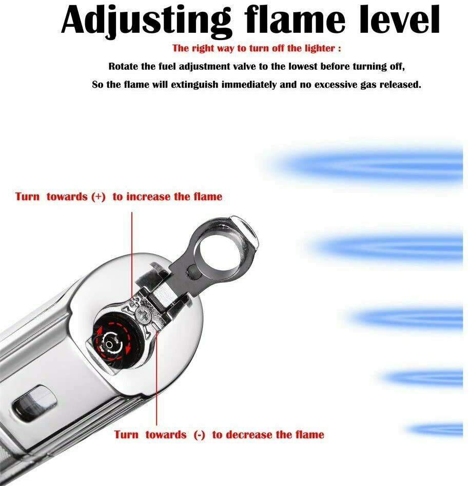 Torch Lighter 4 Jet Flame Refillable Butane Cigar Lighter with Cigar Punch box