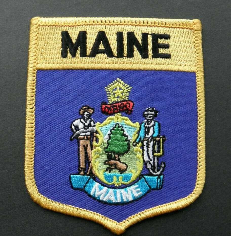 MAINE SHIELD EMBROIDERED PATCH 2.75 x 3.25 inches US STATE